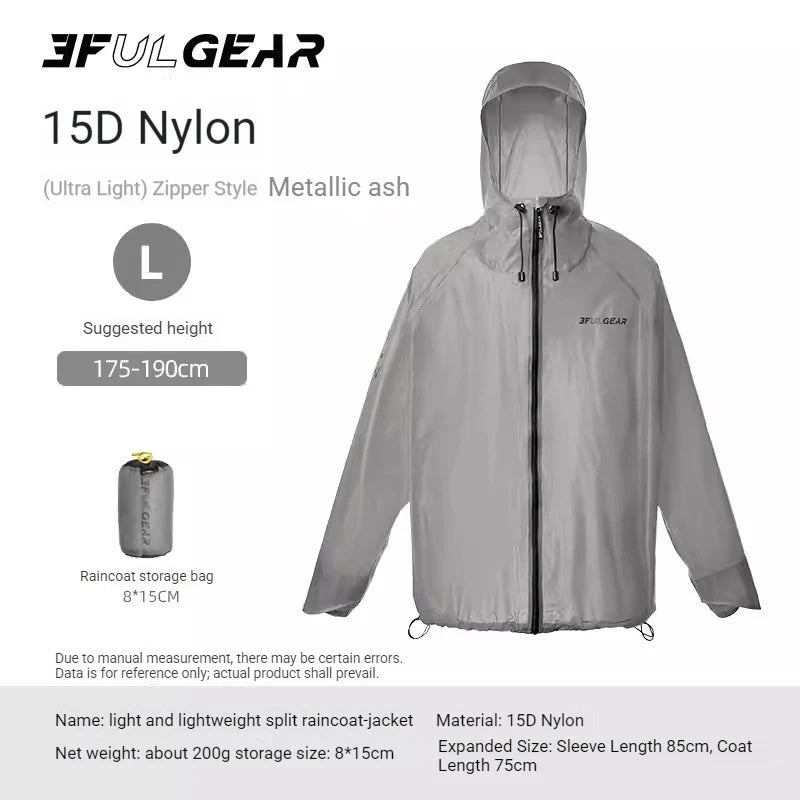 Lightweight Waterproof Hiking Rain Jacket and Pants Set with Hood