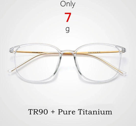 Ultra-light Fashion TR90 Eyeglasses Men Retro Round Pure Titanium Optical Prescription Glasses Frame Women 2212B