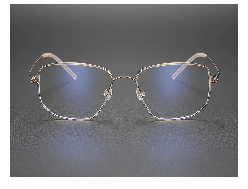 Irregular Polygon Titanium Screwless Eyeglasses Frame