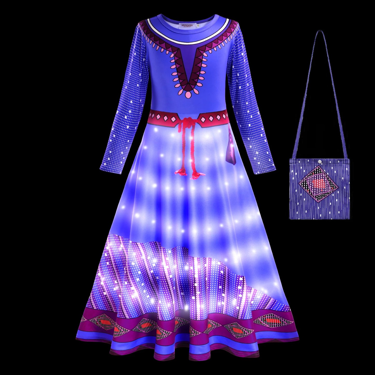 Movie Wish Asha Kids Halloween Cosplay Girls Princess LED Light Up Dress Masquerade Party Clothes