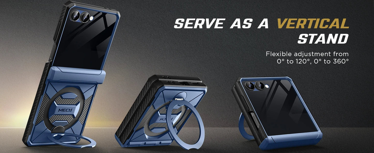 For Samsung Galaxy Z Flip 7 Case with 360° Spin  Ring Stand Built-in Privacy Screen Protector Full-Body Shockproof Cover