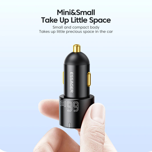 66W USB-C + USB-A Fast Car Charger (PD + QC 3.0)