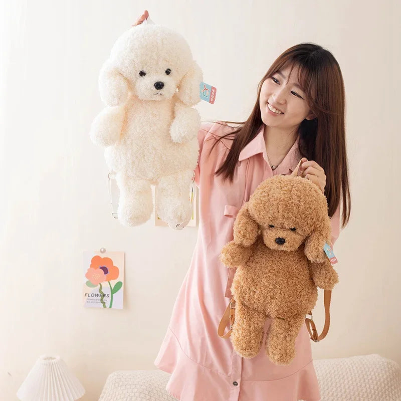Cute Teddy Dog Plush Backpack Soft Shoulder Bag