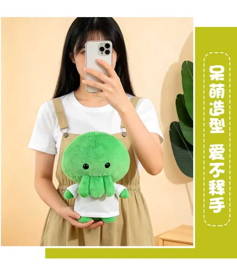 Cute Green Octopus Plush Toy With White Shirt