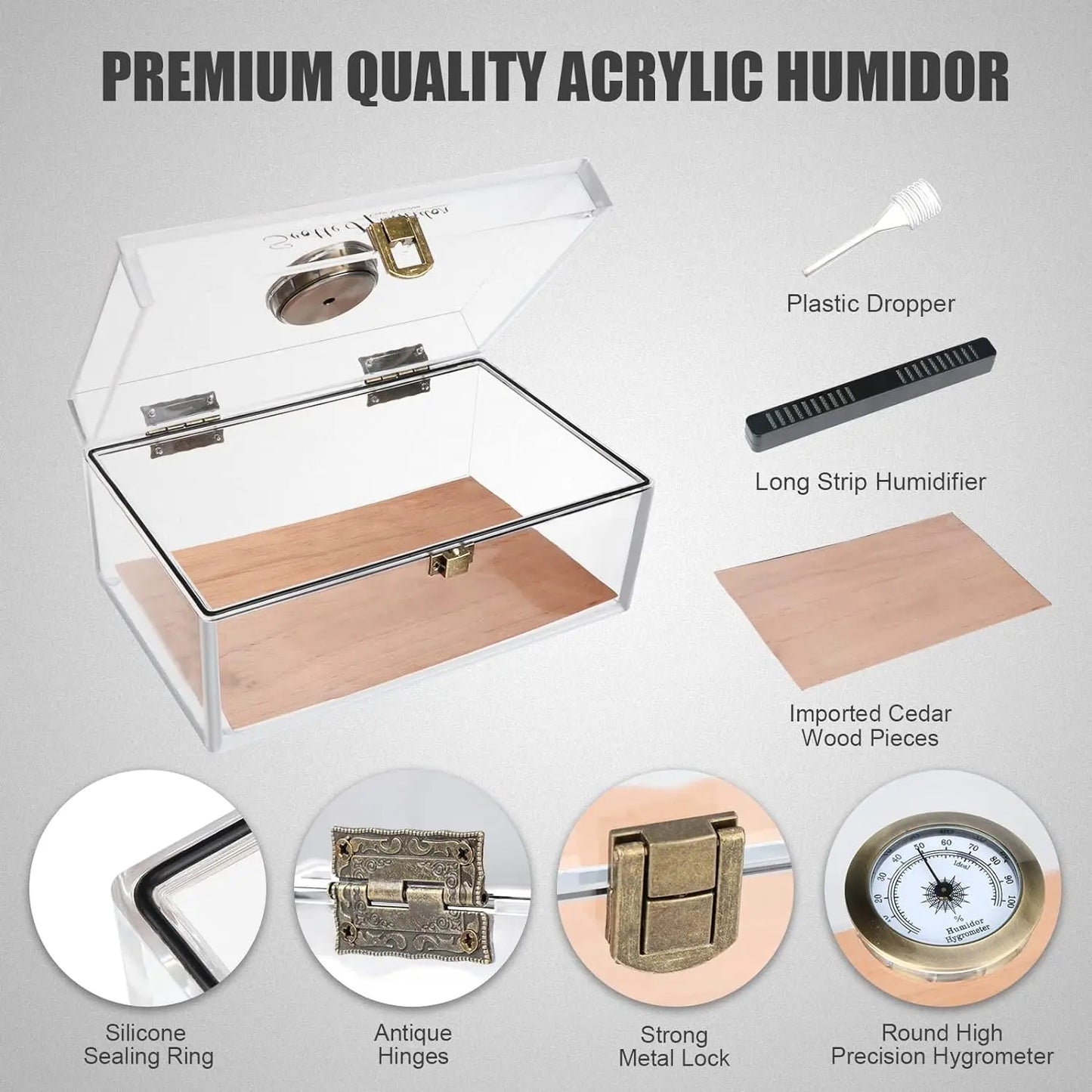 Cigar Case Humidors Acrylic Cigar Box Hygrometer Humidifier Hold 20 Cigars Include Cigar Cutters Cigar Punch Accessories