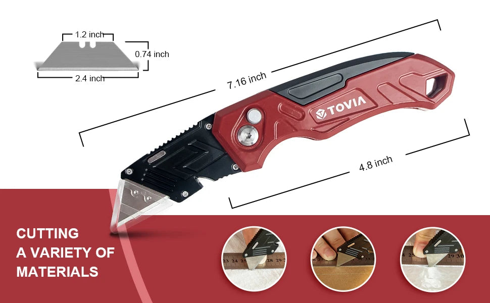 Folding Utility Knife Box Cutter, 3-Position Blades, Blade Storage Design with Extra 3 Blades, Box Knife for Cartons