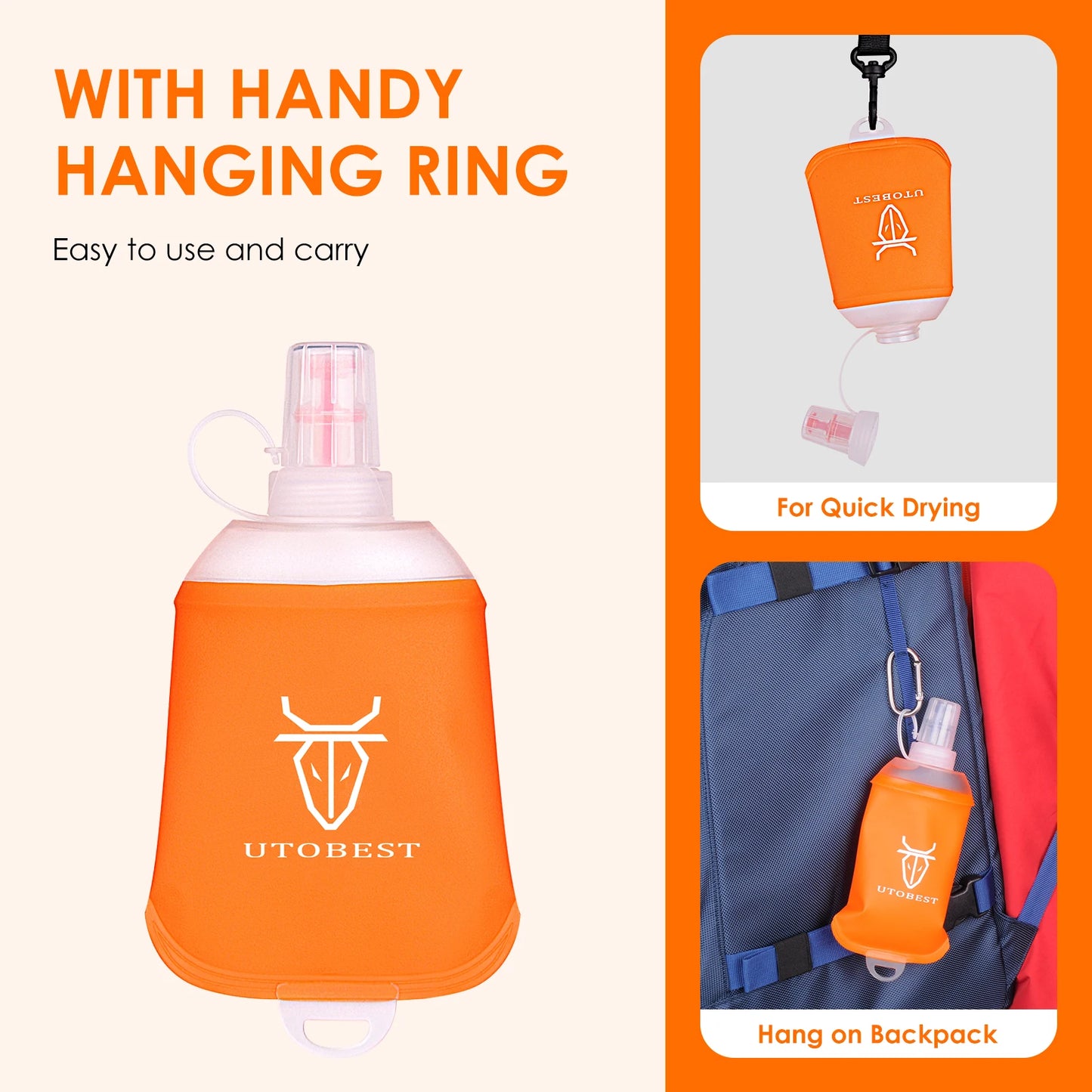 150ml 200ml 250ml Soft Flask Foldable Silicone Water Bottle TPU Running Kettle for Hydration Pack Bag Vest