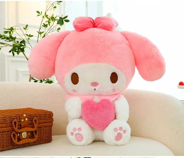 Sanrio Kawaii Kuromi My Melody Cinnamoroll Plush Toy Stuffed Doll for Kids Birthday Xmas Gift Large Cute Pillow for Sleeping