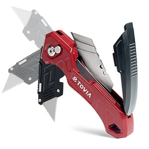 Folding Utility Knife Box Cutter, 3-Position Blades, Blade Storage Design with Extra 3 Blades, Box Knife for Cartons