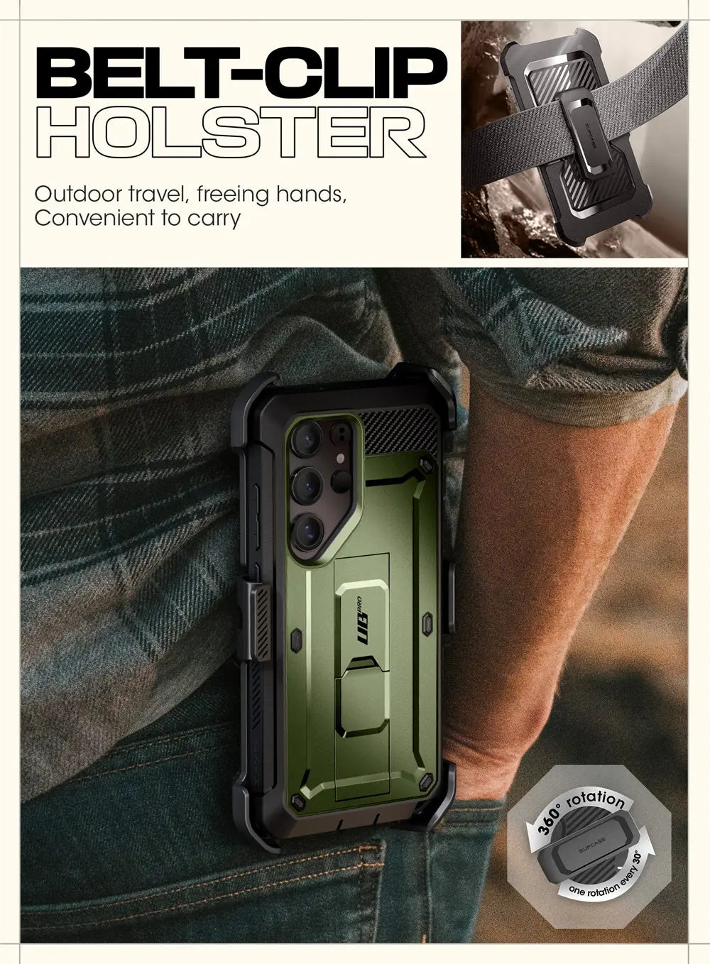 For Samsung Galaxy S25 Ultra Case UB Pro Full-Body Dual Layer Rugged Belt-Clip Phone Case with Built-in Screen Protector