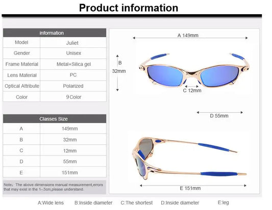Polarized UV400 Cycling Sunglasses – Gold Metal Frame Fishing Riding Bicycle Eyewear