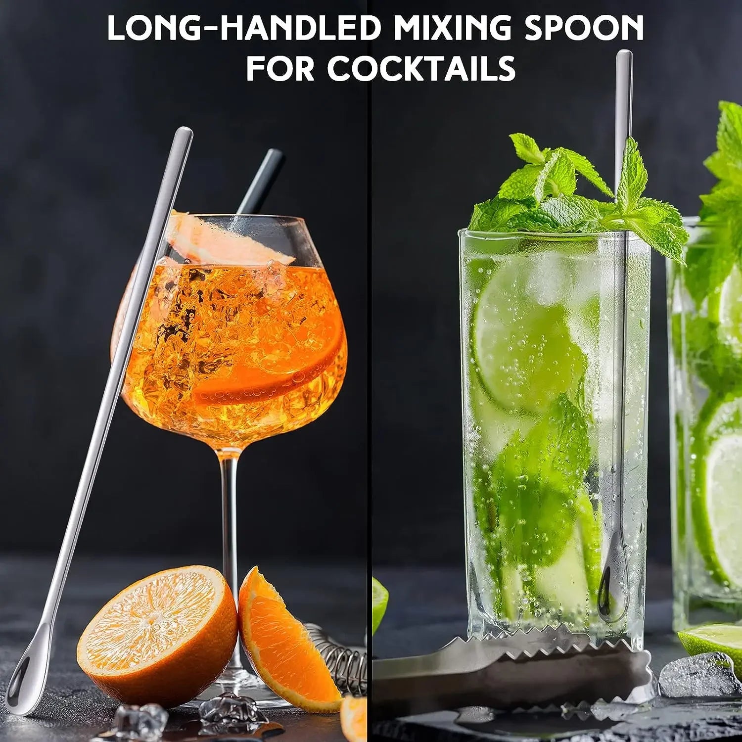 Long Handle Stirring Spoon Stainless Steel Food Grade Coffee Utensil Waterdrop Shape Ice Spoon Honey Cocktail Mixing Bar Tool