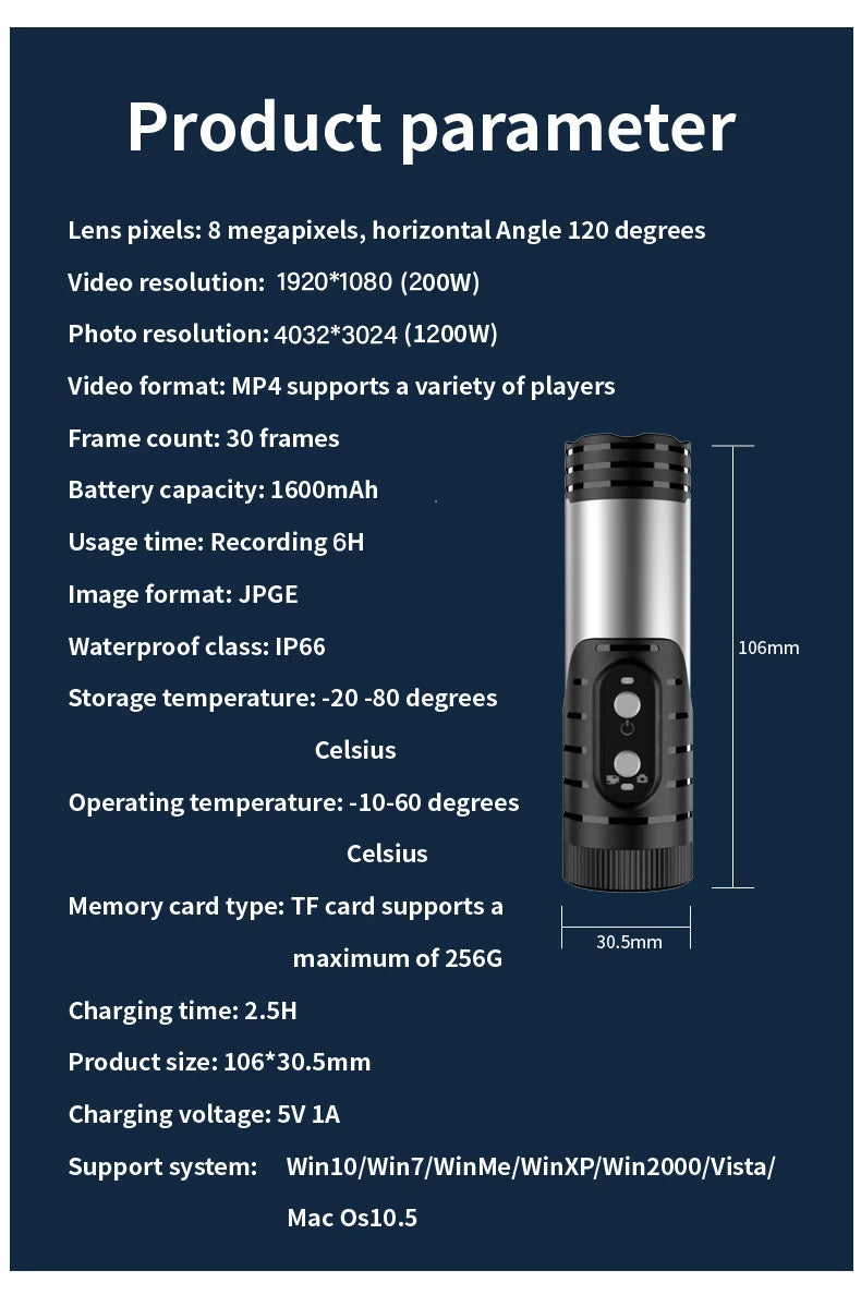 FHD 1080P Mini WiFi Sports Action Camera Portable Bicycle Helmet Motorcycle Body Camera Waterproof Cycling DVR with Wide Angle Lens