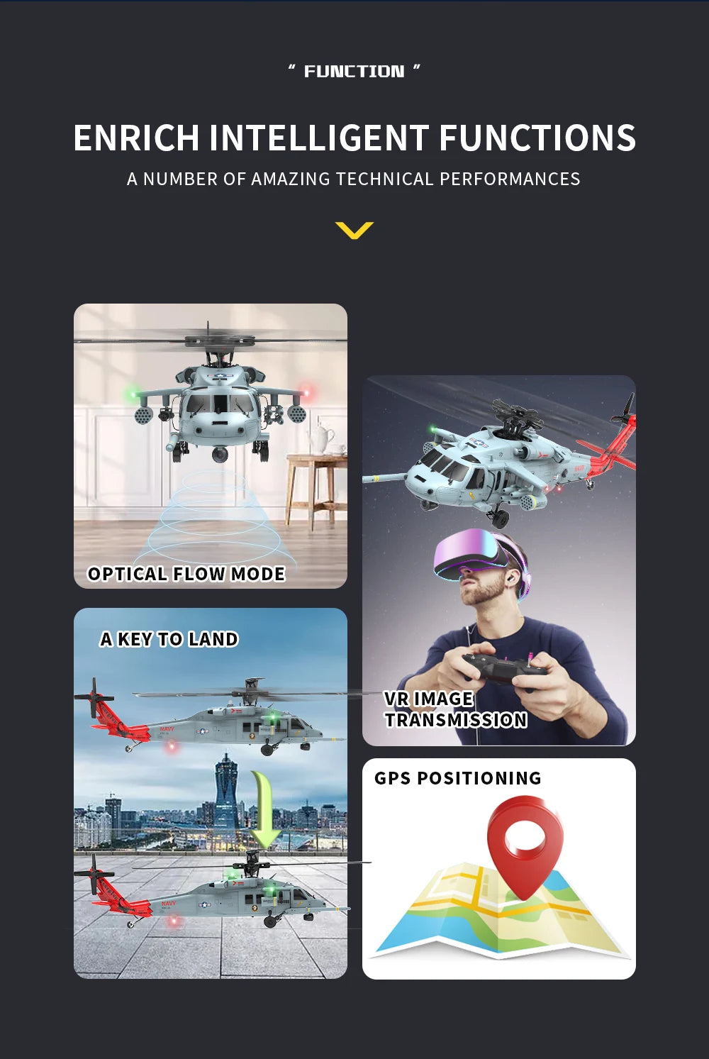 GPS Remote Control Military Helicopter With Smart Return