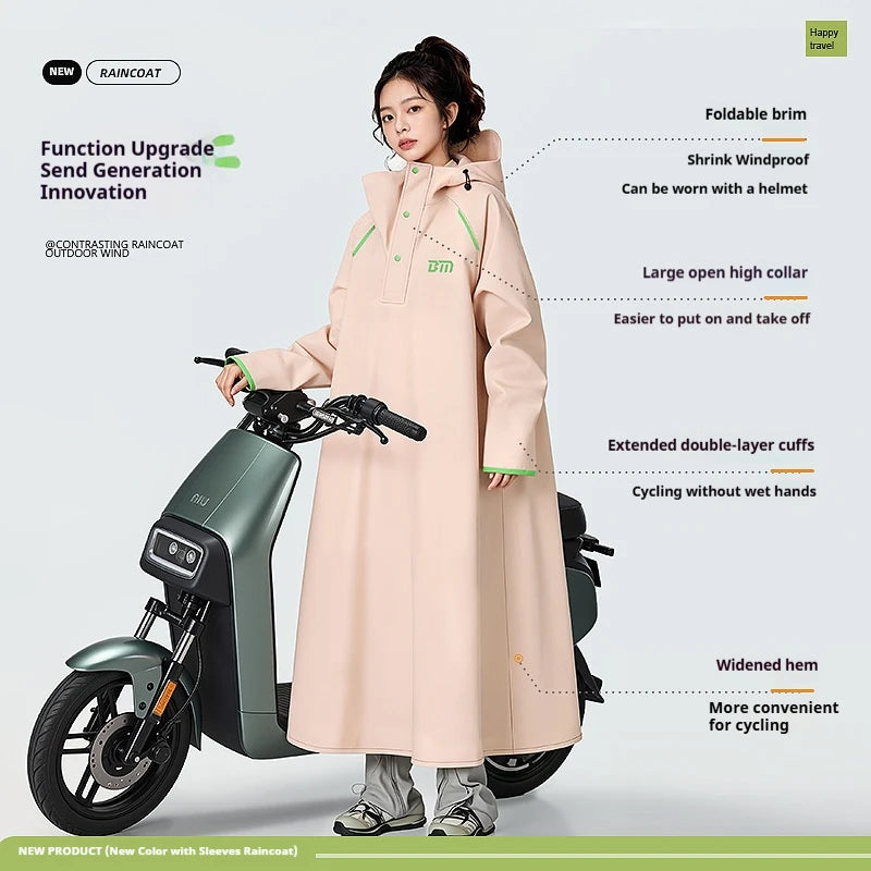 Thickened Full Body Waterproof PVC Raincoat for Motorcycle and Electric Scooter Riding