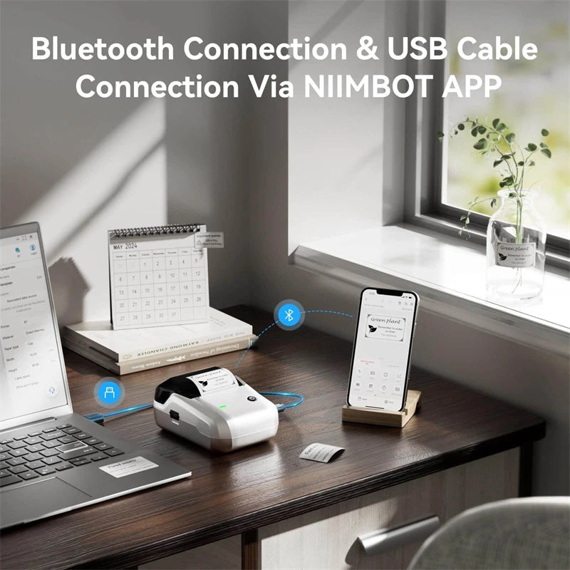 B1 Portable Thermal Label Printer 2 Inch, Bluetooth Mini Sticker Maker, Wireless Inkless Label Printer for Smartphone & PC