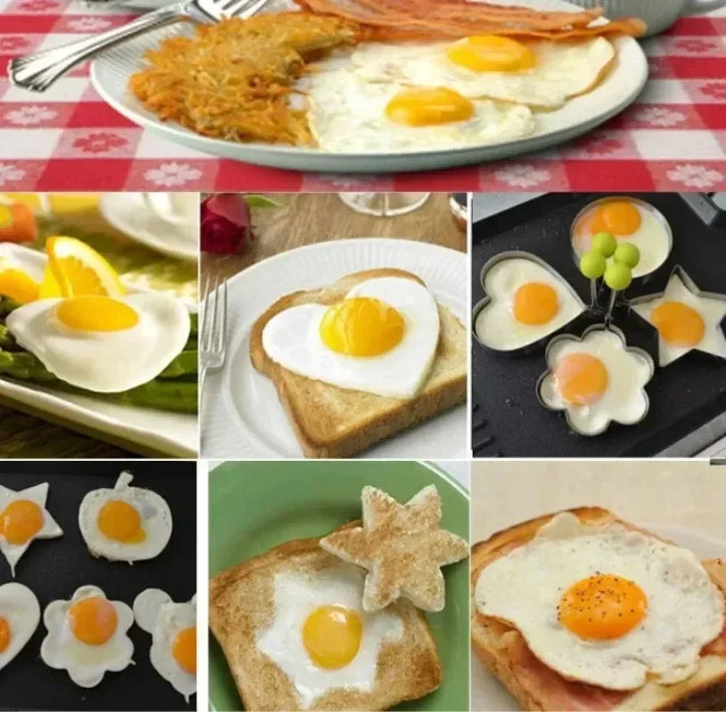 Kitchen Stainless Steel Fried Egg Mold Heart Round Frying Eggs Molds Omelette Mould Pancake Shaper Rings Cooking Tools Gadgets