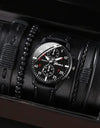 Luxury Minimalist Watch Bracelet Set Business Brown Leather Quartz Wrist Watches for Men