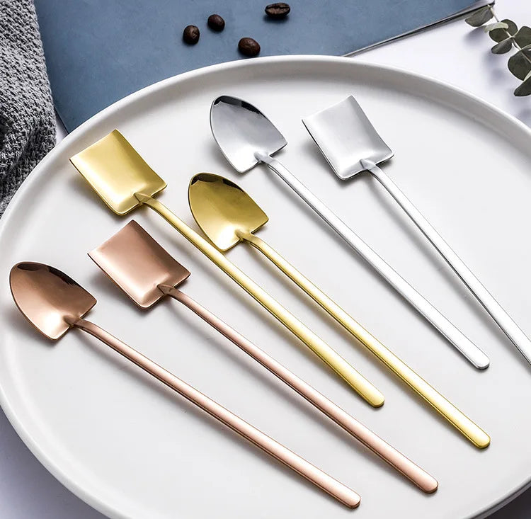 home Shovel long Spoon Stainless Steel Tea Spoon Coffee Spoon Ice Cream Dessert Spoon Tableware