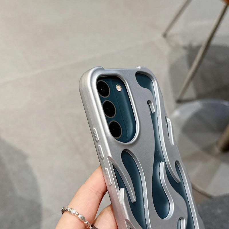 Plating Solid Color Matte Hollow Out Heat Dissipation Phone Case For Samsung S24 Ultra S23 Ultra Cover