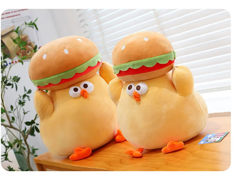 Cartoon Burger And Chicken Plush Toy Soft Throw Pillow