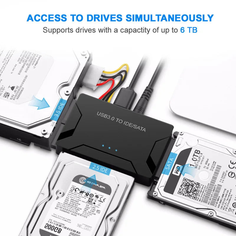 3 in 1 SATA to USB IDE Adapter USB 3.0 3 Cable Support 2.5/3.5 Inch External HDD SSD Converter Cable Hard Drive For Macbook PC