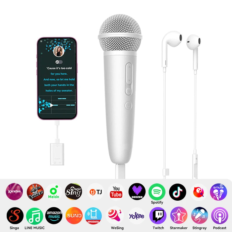 ASMR Recording & Karaoke Wireless Microphone with Earphone Monitoring, DSP Voice Enhancement, AUX Output for Live Streaming & Singing Apps