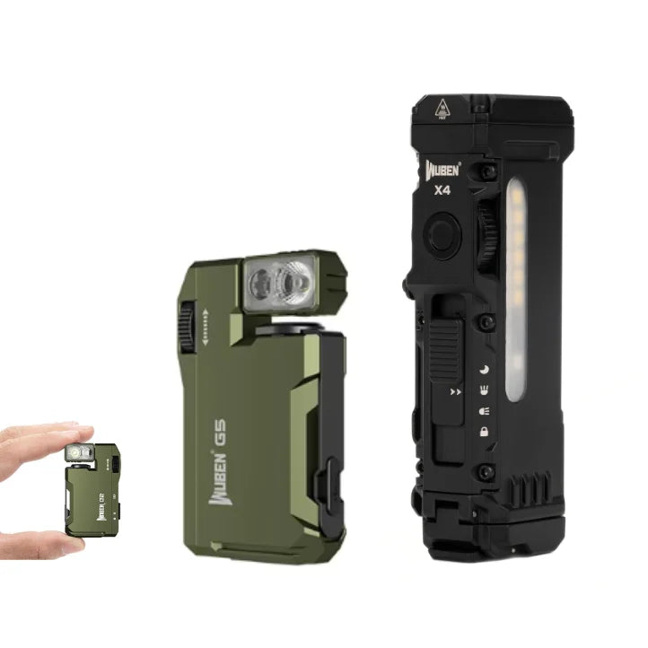 Rechargeable EDC Flashlight Bundle With Magnetic Base And RGB Light