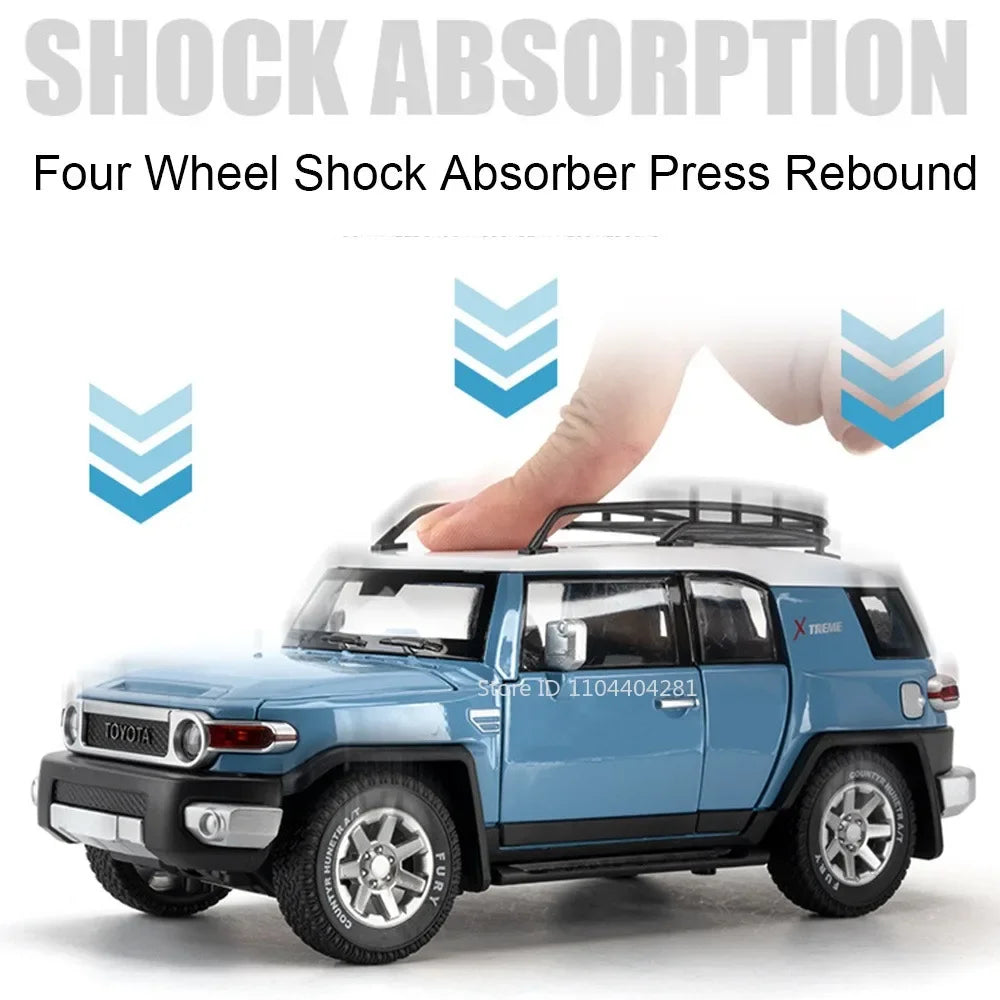 1:24 Land Cruiser FJ LC80 Toy Model Diecast Alloy Car Sound Light Pull Back Doors Opened Miniature Vehice Friend's Birthday Gift