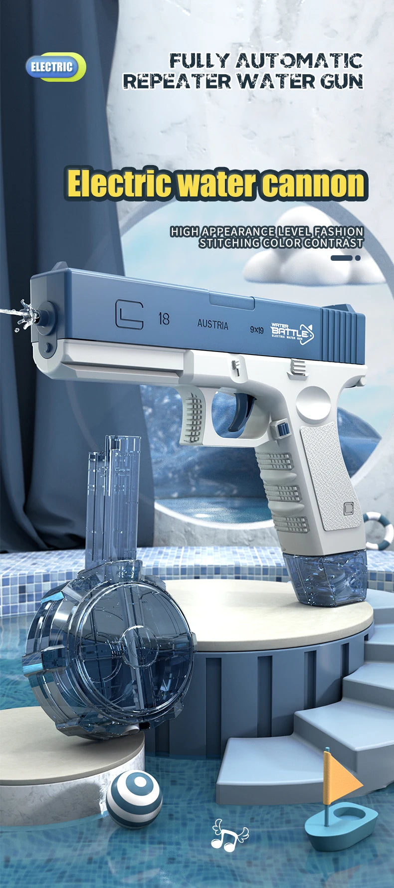 Electric M416 Water Gun with Full Automatic Shooting – Rechargeable Summer Outdoor Water Blaster