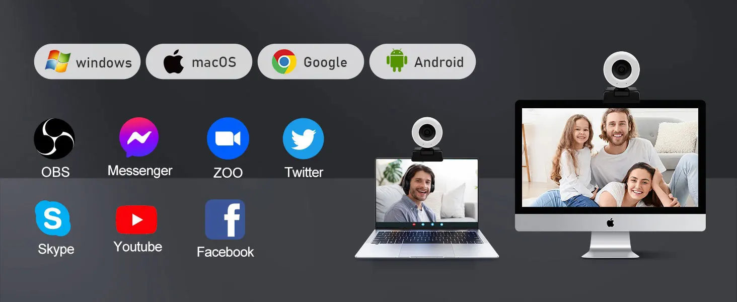 2K Streaming Webcam with Ring Light Autofocus Living Stream Camera 1080P USB Camera with Mics for Tiktok/YouTube Live Broadcast