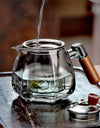 600ml Wooden Handle Hexagonal Glass Teapot with Tea Infsuer  Houshold Brewing Tea Pot Tea Ceremony Tea Maker Teaware