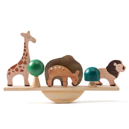 Wooden Forest Animals Balance Seesaw Toys Montessori Educational Toys Cartoon Animal Building Blocks Baby Puzzle Game Baby Gift