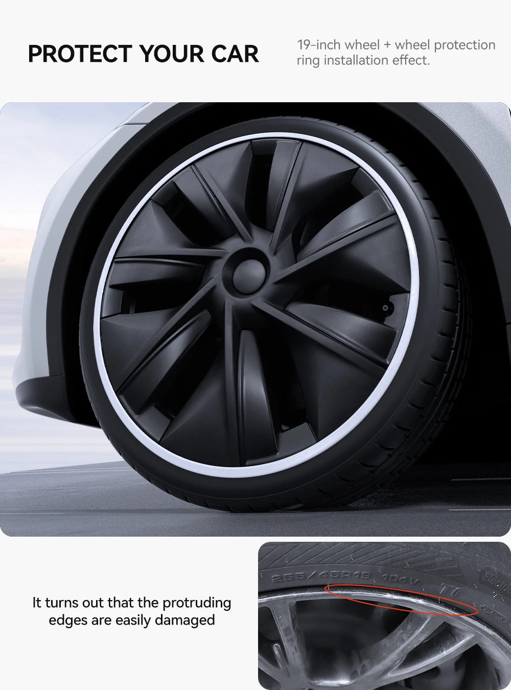 Wheel Hub Protection Ring Rim Cover for Tesla Model 3 and Model Y 2019 2025 19 to 20 Inch High Performance