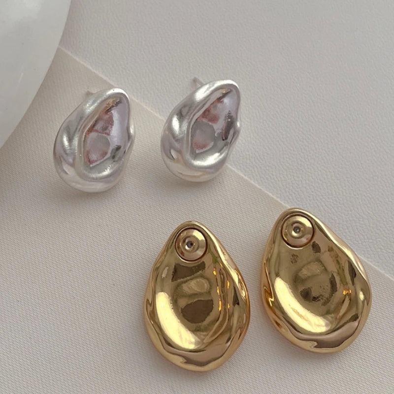 Jewelry Back With Front Metal Splicing Stud Earrings