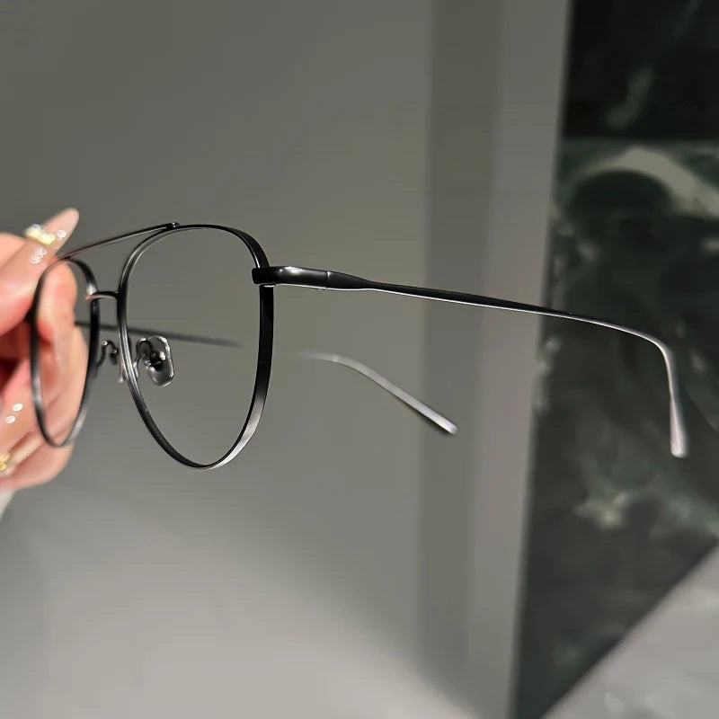 Retro Pilot Double Bridge Lightweight Titanium Eyeglasses Frames