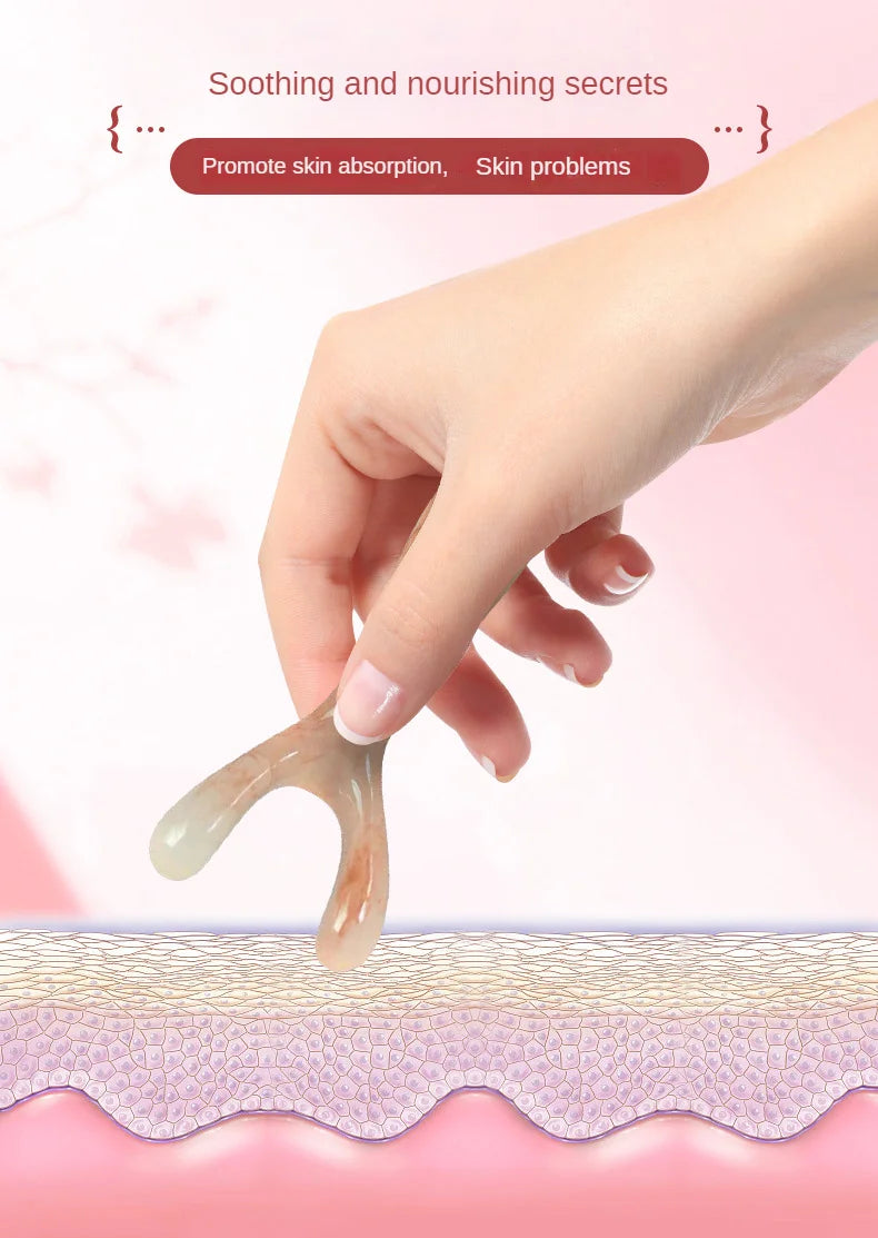 Resin Face Lifting Stone Guasha Scraping Facial Gouache Y-shaped Fork Massage Plate Nose Massage Trigger Point Nose Massager