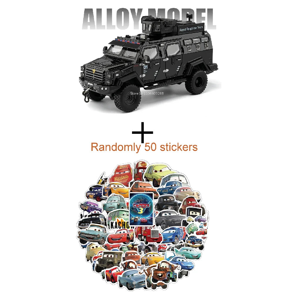Scale 1:24 Sabertooth Car Model Toy Doors Opened Pull Back Metal Diecast Shock Absorption Armored Vehicles Desktop Ornaments