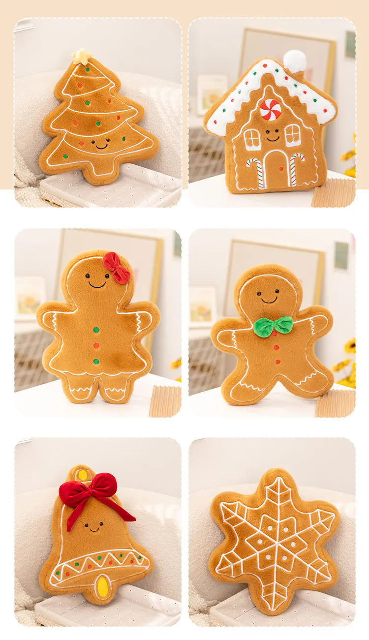 Christmas Tree Gingerbread House Bell Snowman Plush Decor