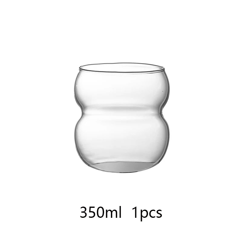 1/2/4pcs Wave Shape Glass Cup Tumbler Beverage Beer Glasses Heat-resistant Clear Drinking Glasses For Juice Coffee Cocktail