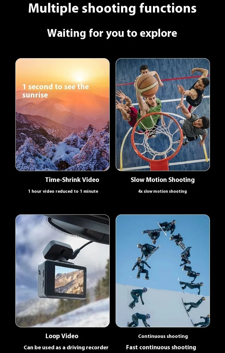 5K Magnetic Action Camera with Dual Touch Screen 4K60FPS 6-Axis EIS Waterproof Sports Camera for Cycling Vlog