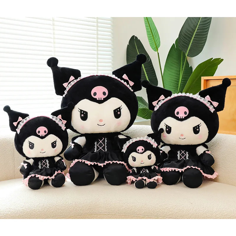 Hot Kawaii 60cm Dark Uniform Kuromi Plush Toy Cartoon Anime Sanrio Stuffed Doll Cute Kuromi Pillow for Kids Birthday Xmas Gift