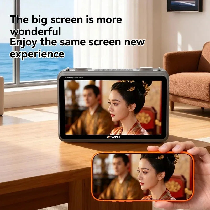 SANSUI K116 80W high-power Bluetooth speaker 14.1-inch high-definition touch screen video karaoke speaker with dual microphones