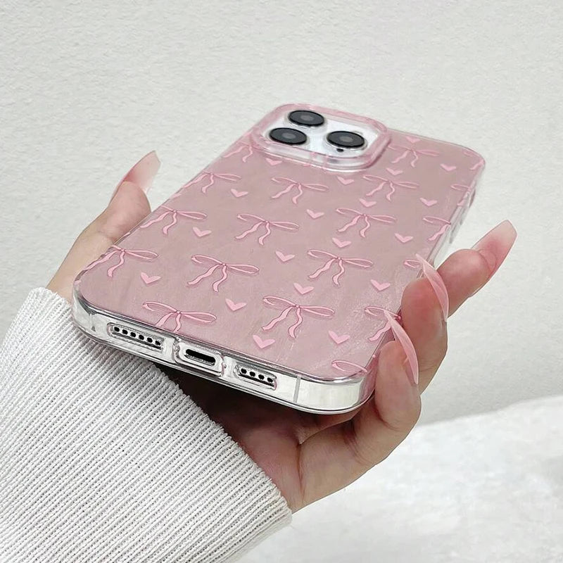 Case for iPhone 17 16 Butterfly Bow Print Phone Cases for iPhone 17 Air 15 14 16E Cover