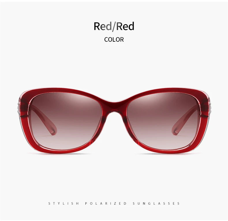 Diamond Gradient Polarized UV400 Square Sunglasses for Women Driving Travel Glasses