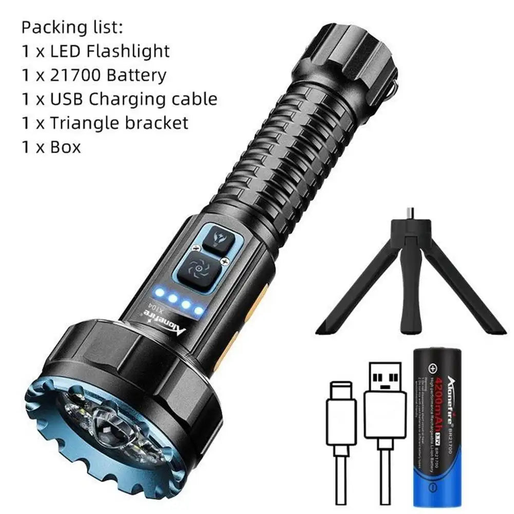 30W 1 Plus 8 LED Rechargeable Camping Flashlight