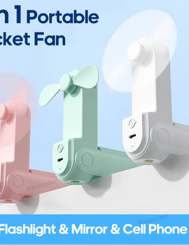 Handheld Small Fan Portable Creative Mini Three Speed Adjustable Solid Color Charging Folded Fan LED Lighting Phone Holder