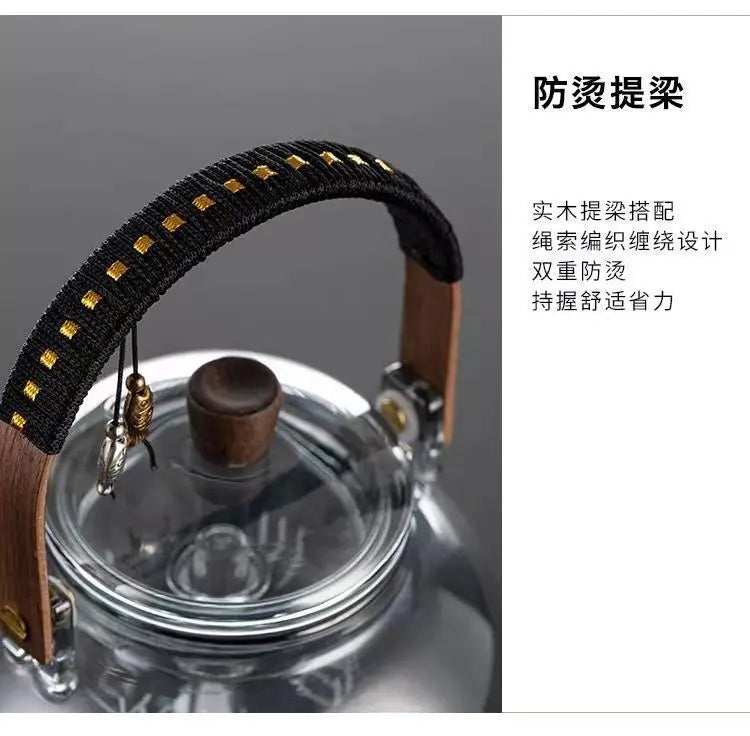 Heat Resistant Glass Coffee and Tea Kettle with Loop Handle 950ml