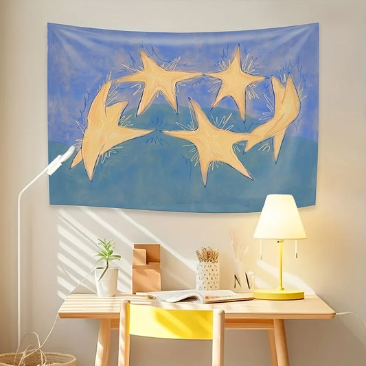 Dreamy Starry Sky Tapestry Starry Blue-Purple Gradient Children's Room Decor Instagram-Style Bedroom Theme Room Decor