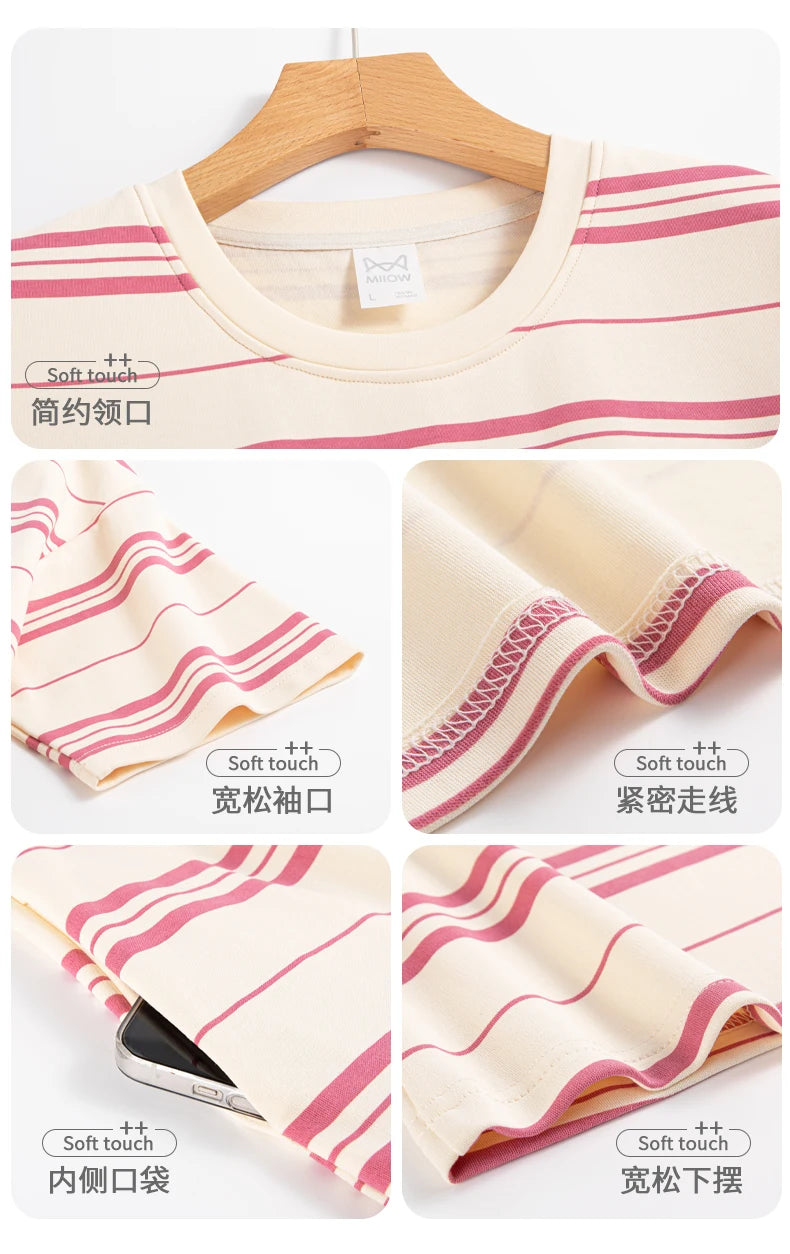 Women’s Cotton Nightgown – Korean Style Cute Print, Summer Short Sleeve Sleepwear Dress